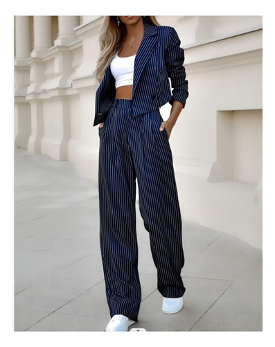 Para Elegante Conjunto De Traje A Rayas De Moda De