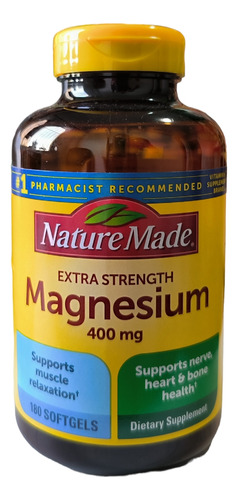 Magnesium De 400 Mg. Importado 180 Cáp. Nature Made Magnesio