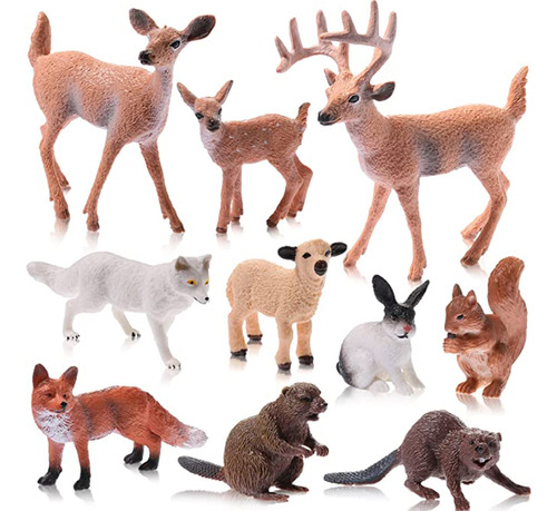 Juguetes Con Figuras De Animales Del Bosque Para Niños, 10 P