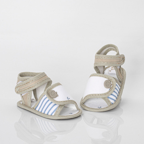 Sandalia Bebe No Caminante Gorditoo  Beige Con Abrojo