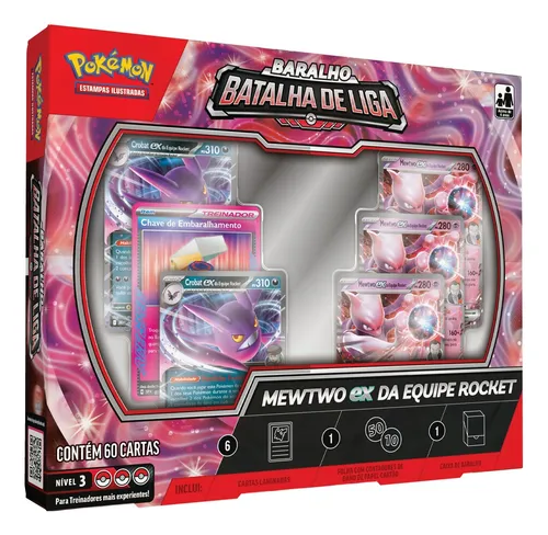 Deck Pokémon Mewtwo Ex com cartão principal exposto