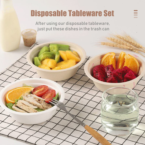 Tazones Desechables De Papel Compostable De 350ml, 50 Piezas