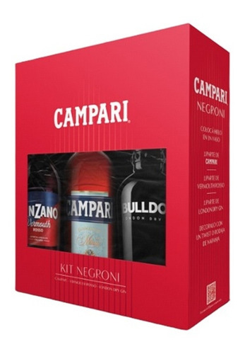 Estuche Kit Negroni X3 Botellas Campari Cinzano Bulldog