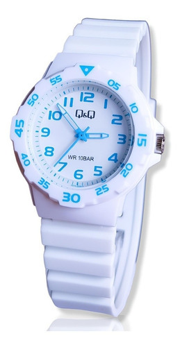Reloj pulsera Q&Q V07A-004VY con correa de silicona color blanco