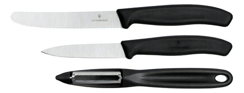 Conjunto Com 3 Peças Para Cortar E Descascar Swiss Classic Preto Victorinox