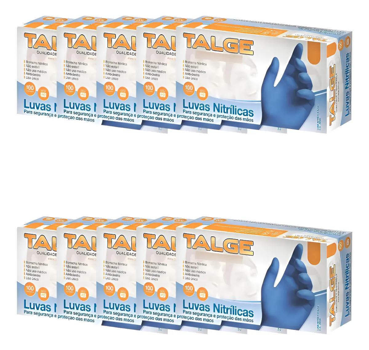 Luva Nitrilica Antiderrapante Talge Sem Pó 10x100 Um Cor Azul Tamanho GG