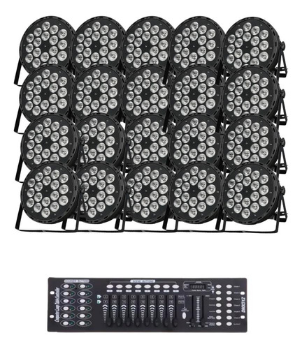 20 Canhao Refletor 18 Leds Rgbw 12w Quadriled + Mesa Dmx