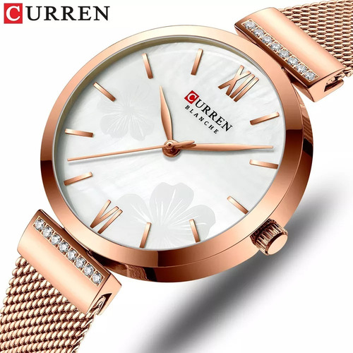 Reloj De Moda Curren De Oro Rosa Para Mujer Exquisito 3 Atm Oro Rosa Oro Rosa Blanco
