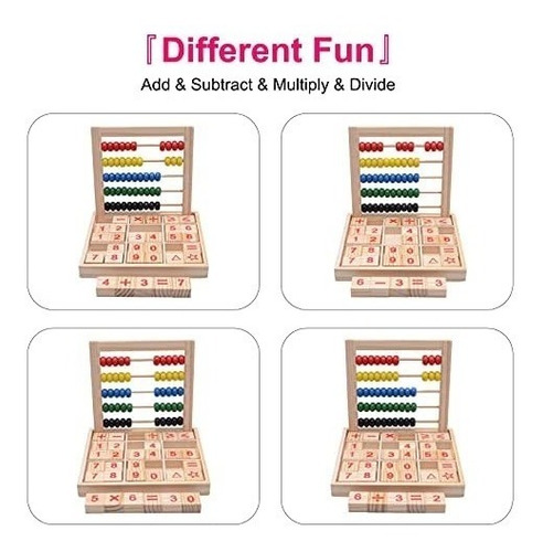 Juego Didáctico Abaco Matemático + 30 Bloques Números Madera