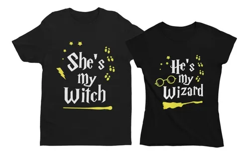 Playera De Pareja Witch Y Wizard.harry Potter. b n