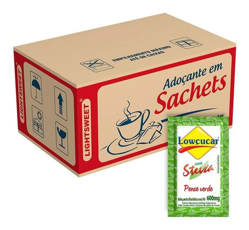 Lowçucar adoçante plus com stevia sachê caixa 1000 x 600g