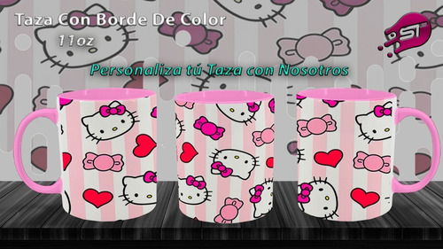 Taza Borde Color Rosa Kitty-002