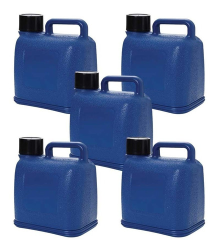 Kit 5 Garrafa Térmica 5 Litros Garrafão Botijão Galão Água Cor Azul