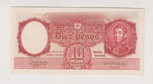 Billete Argentina 10 $ Bottero 1957 Año 1957 Excelente ++ (Usado)
