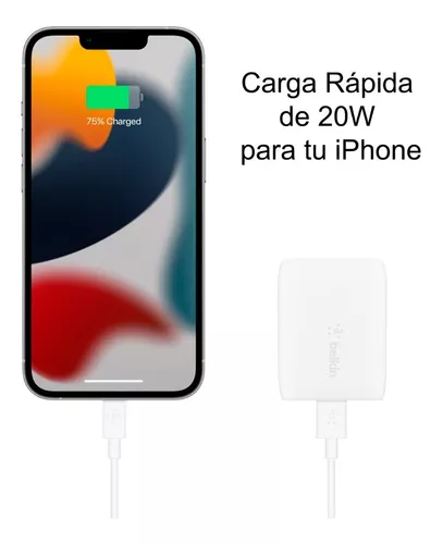  Belkin Cargador de pared USB-C de 18 W con cable USB-C a  Lightning de 4 pies (cargador rápido para iPhone 11, 11 Pro, 11 Pro Max,  XS, XS Max, XR, X