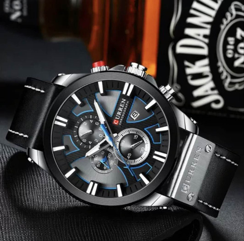 Reloj Cronógrafo De Curren 8346 Hombre Cuero Hebilla Simple