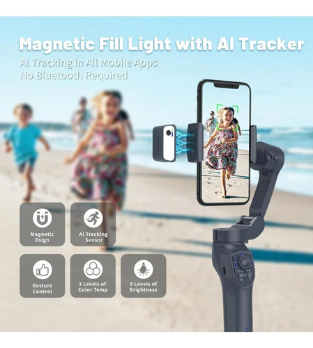 Estabilizador Celular Gimbal 3 Ejes L7cpro Con Ia Y Luz Negro