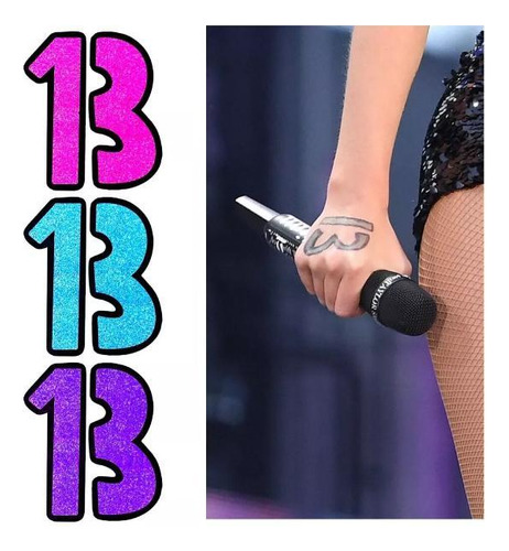 Kit de tatuajes temporales Taylor Swift 13 con 3 unidades, color morado, rosa y azul