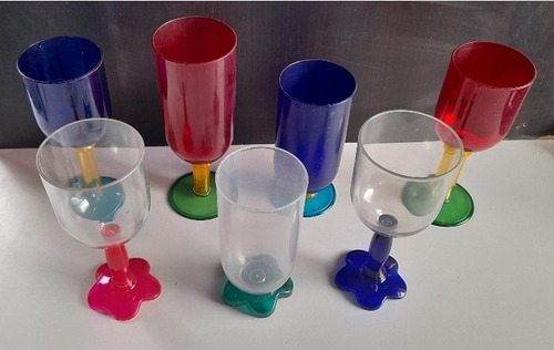 7 Copas Vasos Plastico Colores Surtidos