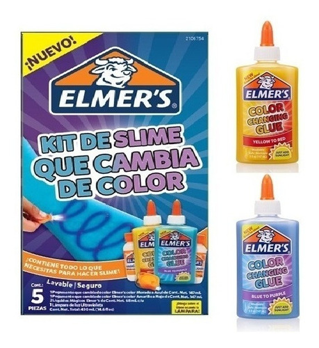 Kit Slime Elmers Cambia De Color + 2 Charms Cola Sirena