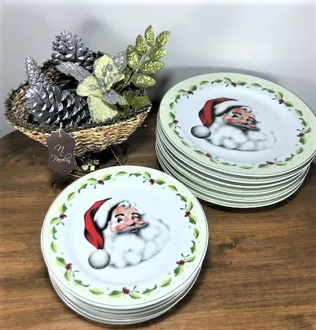 Conjunto com 6 Pratos Raso Ho Ho Ho Natal Acetinado Ø29cm