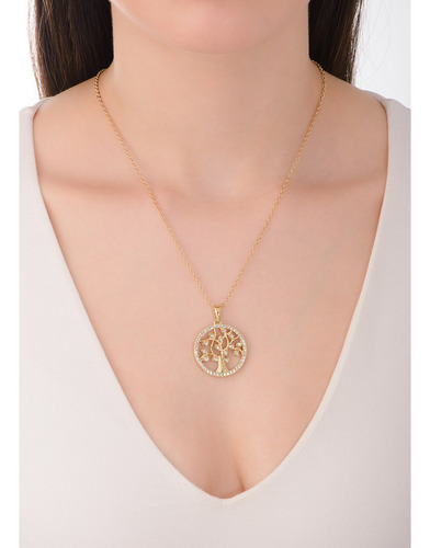 Collar Árbol De La Vida, Baño De Oro 18k Marca Nice Dorado