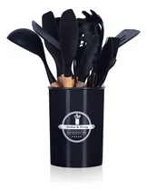 Comprar Kit Jogo Utensílios Colheres Silicone Madeira 12 Peças