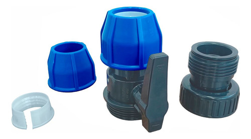 Válvula De União Dupla Pp Compressão - 20mm Cor Azul