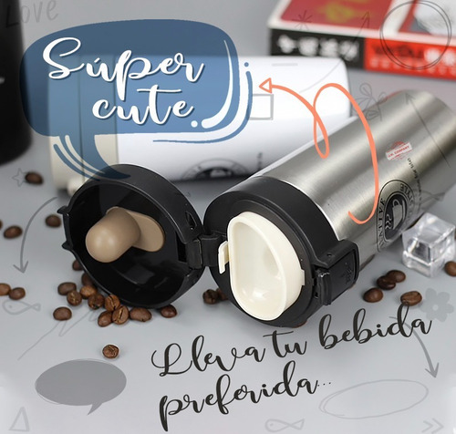 Imagen 5 de 6 de Termo De Acero Inoxidable Doble Seguro Antiderrame 280 Ml
