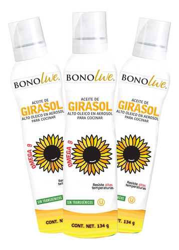 Aceite De Girasol En Spray Freidora De Aire 134g - 3 Pack 