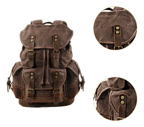 Mochila De Lona Mochila Informal Café De Color Oscuro