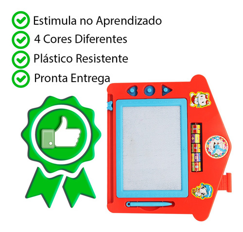 Imagem 3 de 7 de Quadro Magico Infantil Caneta Carimbo Casinha Lousa Laranja