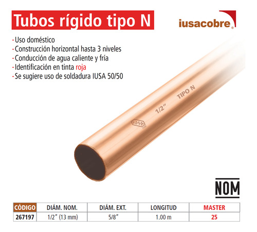 Tubo Rígido Tipo N, Tramo De 1/2 13 Mm X 1 M