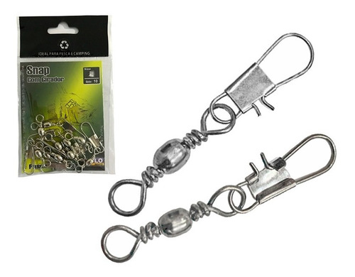 Snap C/ Girador Comum Pesca Nº 3/0 (7,0 Cm) Kit Com 15 Peças