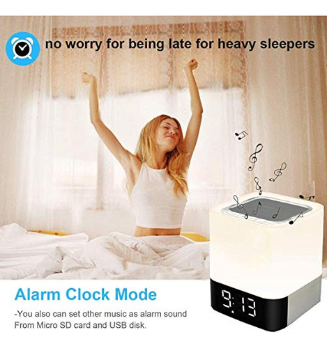 Luces Nocturnas Con Altavoz Bluetooth, Reloj Despertador, Al