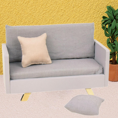 Sofá De Casa De Muñecas 1/12 Con Cojines De Sofá, Muebles