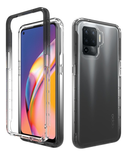 Funda 2 En 1 Uso Rudo For Modelos Oppo Bicolor Transparente