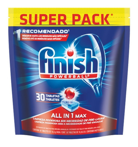 Imagen 2 de 6 de Tabletas Para Lavavajillas Automático Doypack Finish 30 U