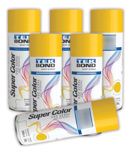 Kit 6 Tintas Spray Tek Bond Super Color Verniz Primer