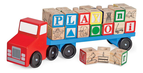 Camión De Madera Para Niños Bloques De Construcción Letras