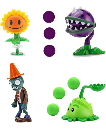 Sets De Muñecos 4 Piezas  De Plantas Y Zombies  Pv