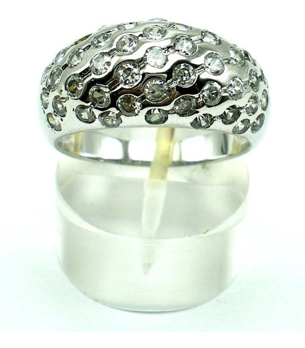 Anillo De Plata 925 Y Zafiros Blancos Art58685