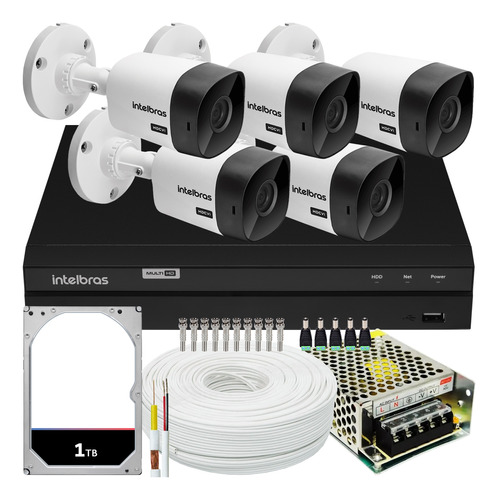 Kit Cftv 5 Câmeras Segurança Intelbras Residencial Hd 1tera