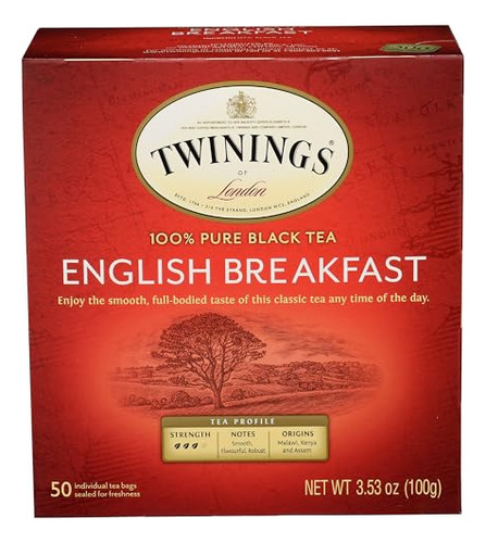 Twinings English Breakfast Tea, Bolsitas De Te, 50 Ct