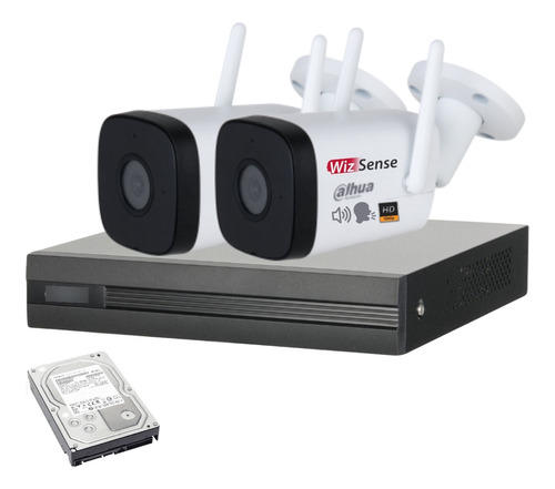 Kit Seguridad Dahua Nvr 4 Ch + 2 Camaras Ip Wifi 2mpx Disco