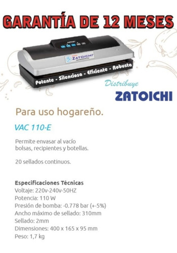 Envasadora Al Vacío Selladora Automática + 4 Rollos Gratis