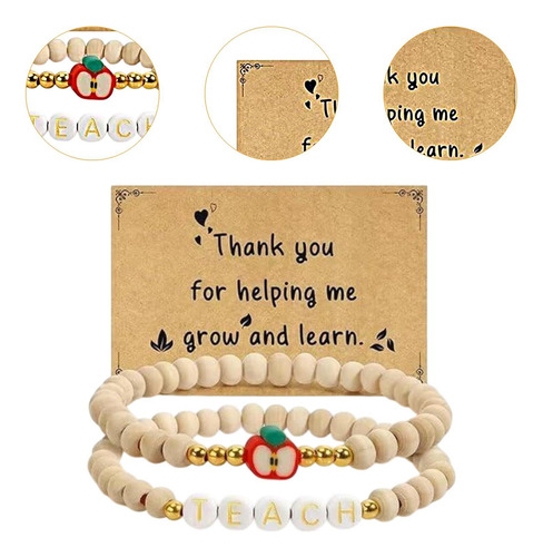 2x Pulseras De Cuentas De Madera Pulseras De Estilo C