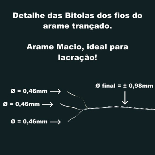 Arame Para Lacre 3x26 - Galvanizado - Rolo Com 3 Metros Cor Prateado