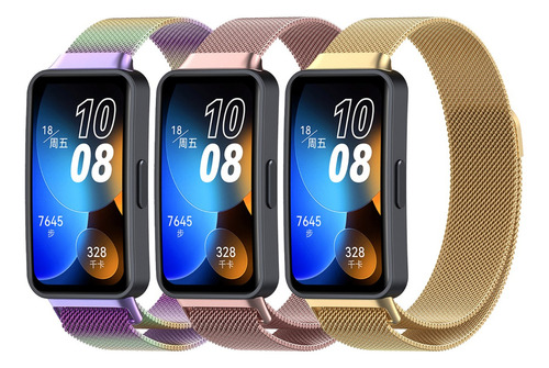 3 Correas Milanesas De Acero Para Smartwatch Huawei Band 8