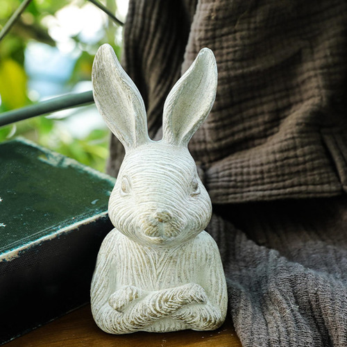 2x Estatua De Conejo Para Jardín, Escultura De Resina De,